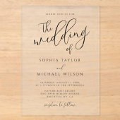 Invitations En Acrylique Mariage Moderne Élégant Noir de Style (Recto)