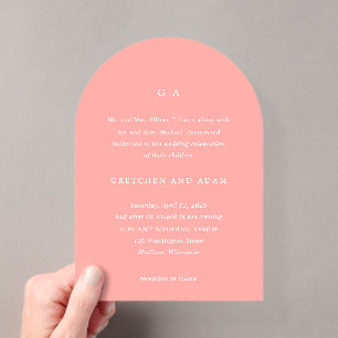 Invitations En Acrylique Mariage Moderne Élégant Rose Corail