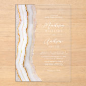 Invitations En Acrylique Mariage moderne élégante Agate marbre (Recto)