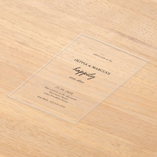 Invitations En Acrylique Mariage moderne et heureux pour toujours (Poser)