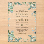 Invitations En Acrylique Mariage Moderne Eucalyptus (Recto)