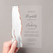 Invitations En Acrylique Mariage moderne gris blanc rose or âge (In situ (ordinateur de poche))