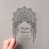 Invitations En Acrylique Mariage Moderne Mandala Boho Noir (In situ (ordinateur de poche))