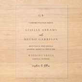 Invitations En Acrylique Mariage Moderne Minimaliste (Recto)