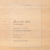 Invitations En Acrylique Mariage moderne minimaliste Enregistrer la date (Recto)