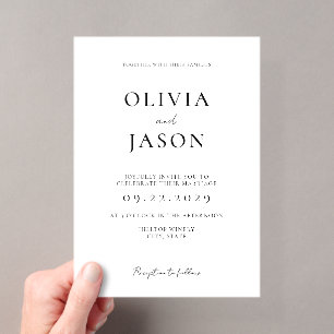 Invitations En Acrylique Mariage Moderne Minimaliste Noir et Blanc