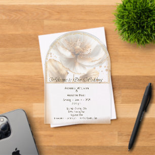 Invitations En Acrylique Mariage Moderne Minimaliste Or et Blanc
