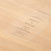 Invitations En Acrylique Mariage moderne noir et blanc (Poser)