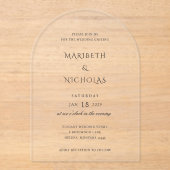 Invitations En Acrylique Mariage moderne noir et blanc (Recto)