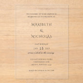 Invitations En Acrylique Mariage moderne noir et blanc (Recto)