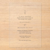 Invitations En Acrylique Mariage Moderne Noir et Blanc avec Monogramme (Recto)