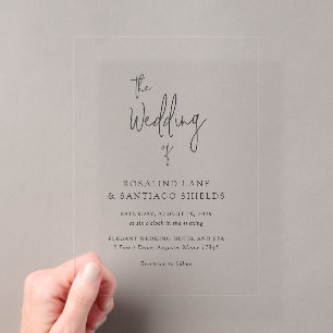 Invitations En Acrylique Mariage Moderne Noir et Blanc Classique
