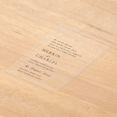 Invitations En Acrylique Mariage moderne noir et blanc élégant (Poser)