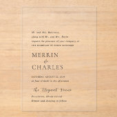 Invitations En Acrylique Mariage moderne noir et blanc élégant (Recto)