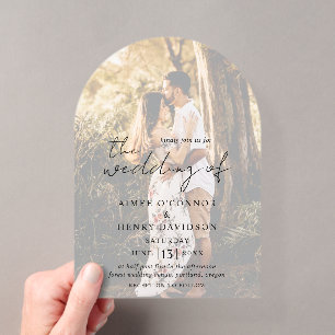 Invitations En Acrylique Mariage Moderne Photo Écriture Rustique