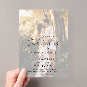 Invitations En Acrylique Mariage Moderne Photo Écriture Rustique