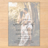Invitations En Acrylique Mariage Moderne Photo Écriture Rustique (Recto)