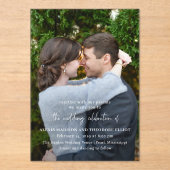 Invitations En Acrylique Mariage moderne photo noir et blanc chic (Recto)