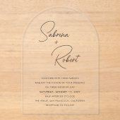 Invitations En Acrylique Mariage Moderne Propre (Recto)