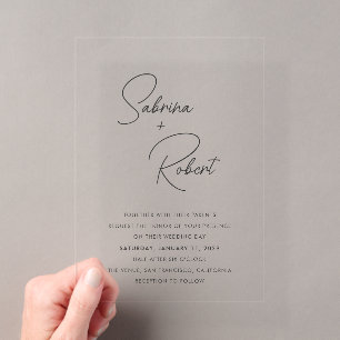 Invitations En Acrylique Mariage Moderne Propre