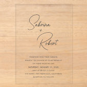Invitations En Acrylique Mariage Moderne Propre (Recto)