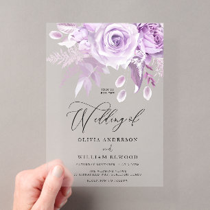 Invitations En Acrylique Mariage Moderne Roses Violettes Enchantées