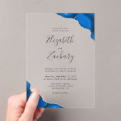 Invitations En Acrylique Mariage moderne Royal Blue Silver Agate Corners (In situ (ordinateur de poche))