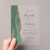 Invitations En Acrylique Mariage moderne Sage Green Gold Agate (In situ (ordinateur de poche))