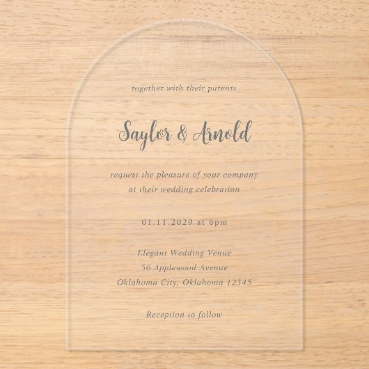 Invitations En Acrylique Mariage moderne Saylor (Recto)
