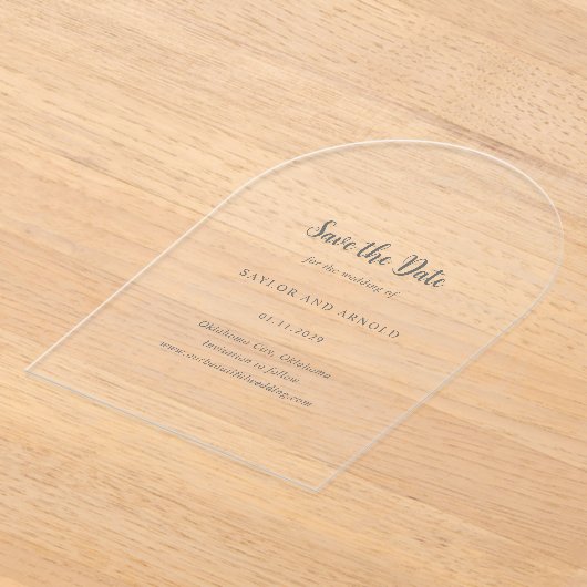 Invitations En Acrylique Mariage moderne Saylor Enregistrer la date (Poser)