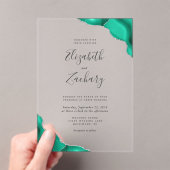 Invitations En Acrylique Mariage moderne Seafoam Green Silver Agate Corners (In situ (ordinateur de poche))