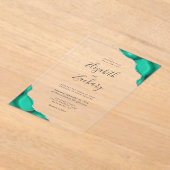 Invitations En Acrylique Mariage moderne Seafoam Green Silver Agate Corners (Poser)