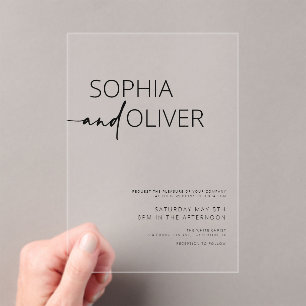 Invitations En Acrylique Mariage moderne simple
