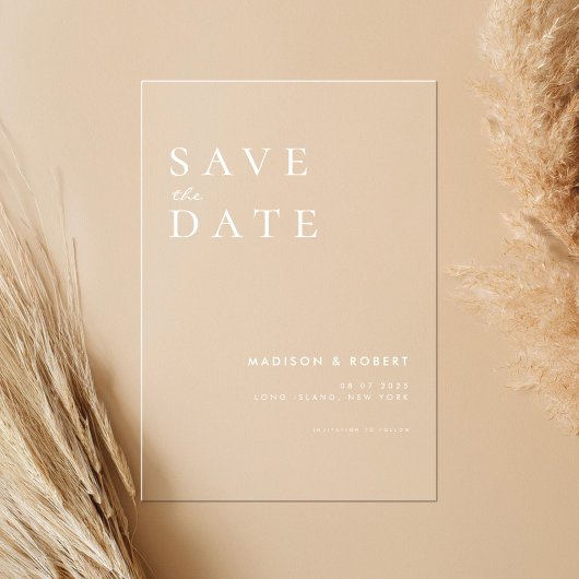 Invitations En Acrylique Mariage moderne simple Enregistrer la date
