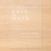 Invitations En Acrylique Mariage moderne simple Enregistrer la date (Recto)