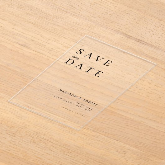 Invitations En Acrylique Mariage moderne simple Enregistrer la date (Poser)