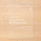Invitations En Acrylique Mariage moderne simple et chic (Recto)