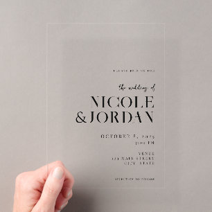Invitations En Acrylique Mariage moderne simple et chic