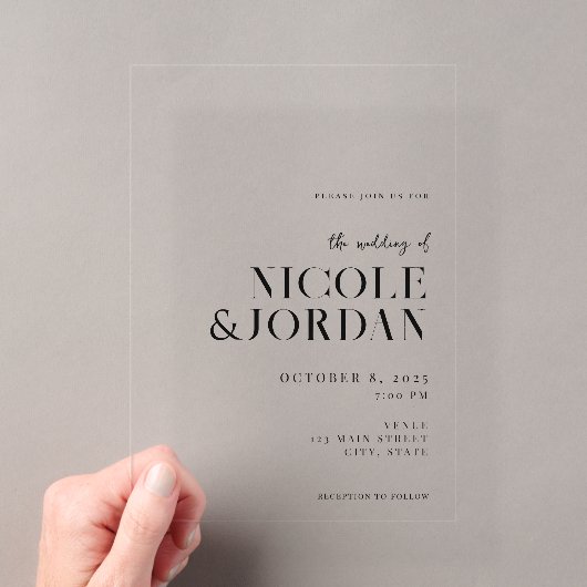 Invitations En Acrylique Mariage moderne simple et chic (In situ (ordinateur de poche))