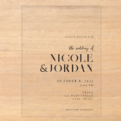 Invitations En Acrylique Mariage moderne simple et chic (Recto)