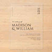 Invitations En Acrylique Mariage moderne simple et chic (Recto)