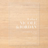 Invitations En Acrylique Mariage moderne simple et chic (Recto)