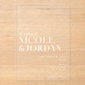 Invitations En Acrylique Mariage moderne simple et chic (Recto)
