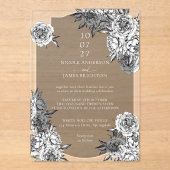 Invitations En Acrylique Mariage moderne simple noir et blanc (Recto)