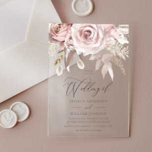 Invitations En Acrylique Mariage Moderne Tendance Créateur Rose Poussiéreus