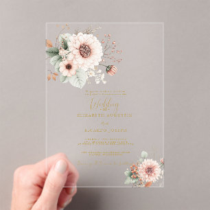 Invitations En Acrylique Mariage Moderne Tendance Rouge Poussiéreux Fard à