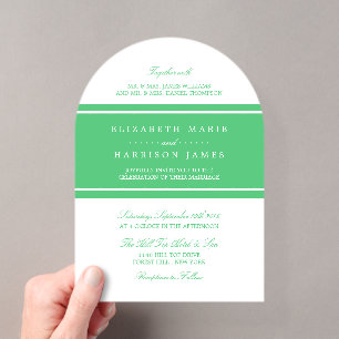Invitations En Acrylique Mariage Moderne Vert Émeraude