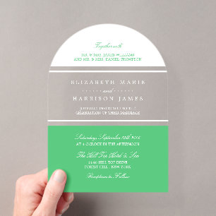 Invitations En Acrylique Mariage Moderne Vert Emeraude
