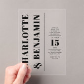 Invitations En Acrylique Mariage Moderne Vertical Gras Noir (In situ (ordinateur de poche))