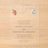 Invitations En Acrylique Mariage moderne Watercolor Seashings (Recto)